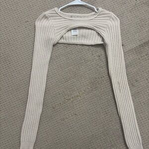 Urban Outfitters Ribbed Cropped Bolero Shrug - Cream